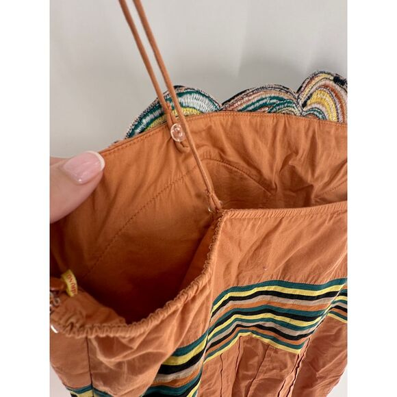 Catherine Malandrino Orange Embroidered Shoulder Strap Corset Women's Dress Sz 6 - Picture 6 of 7